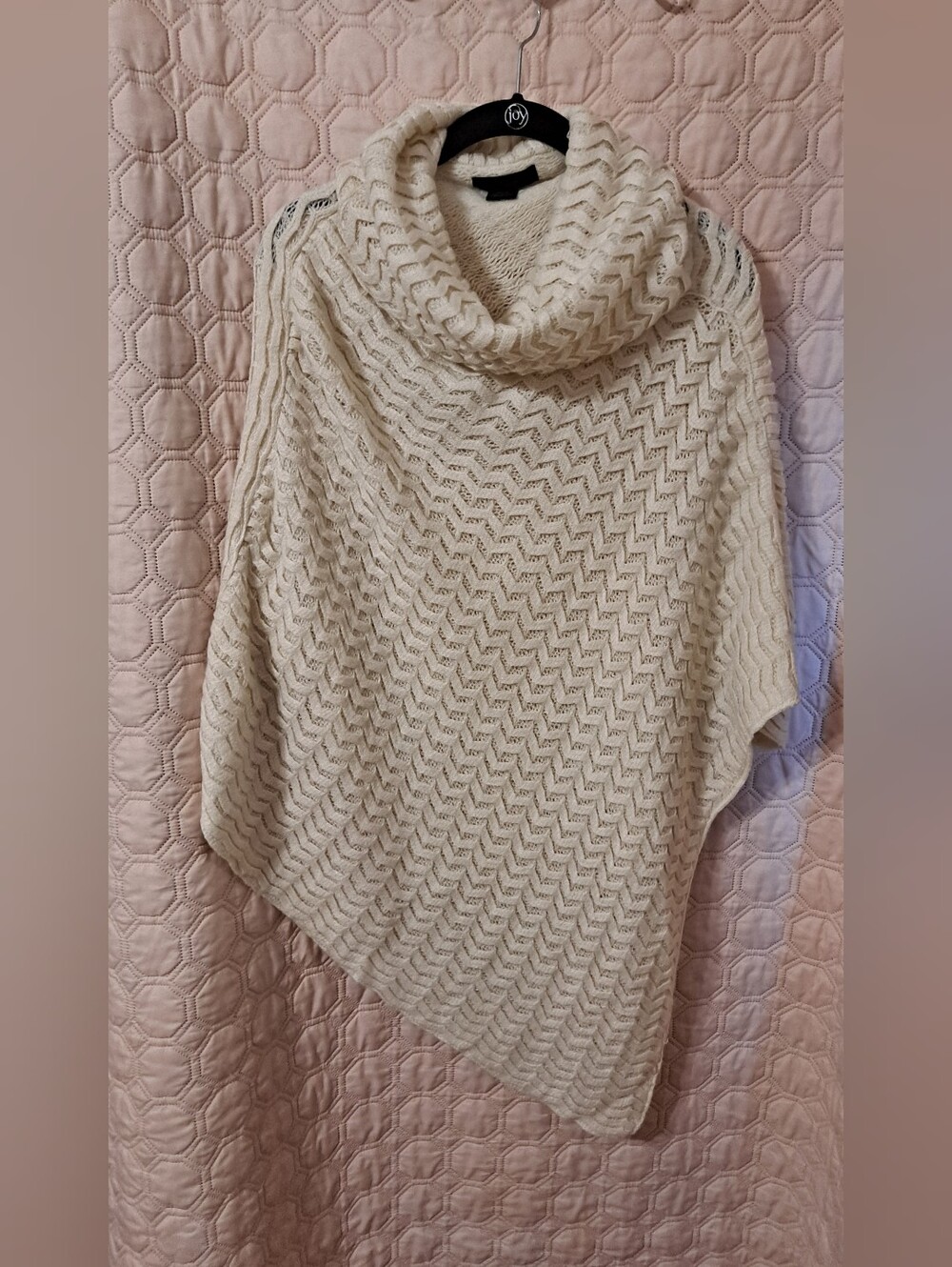 Steve Madden Cream Open-Knit Women's Sweater Poncho Sz OSFM